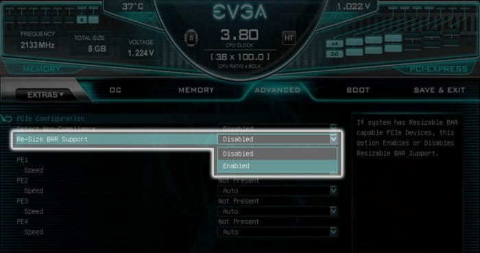 EVGA Resizable Bar Support