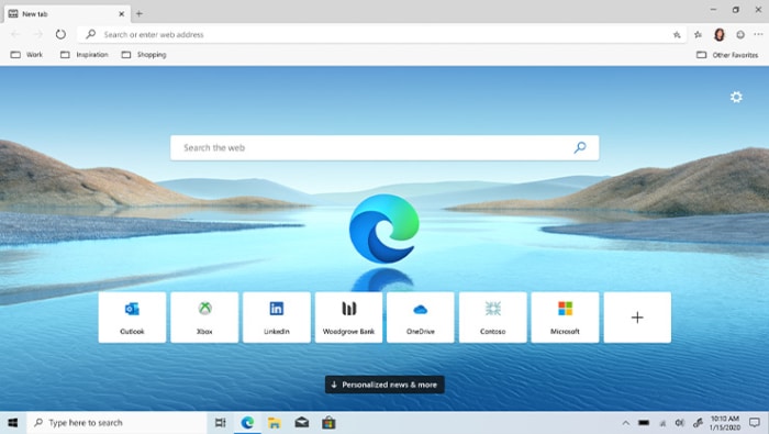 Windows 10 Home Edition OEM Edge Browser