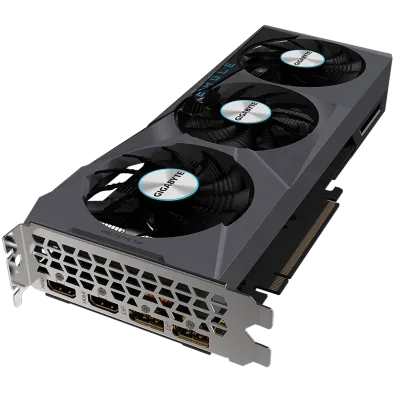 Gigabyte RX 6600 XT Eagle Angled Fan View