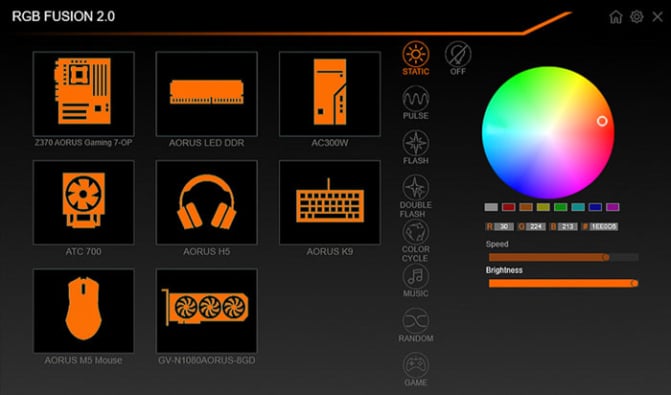 GIGABYTE RGB FUSION 2.0 Screenshot