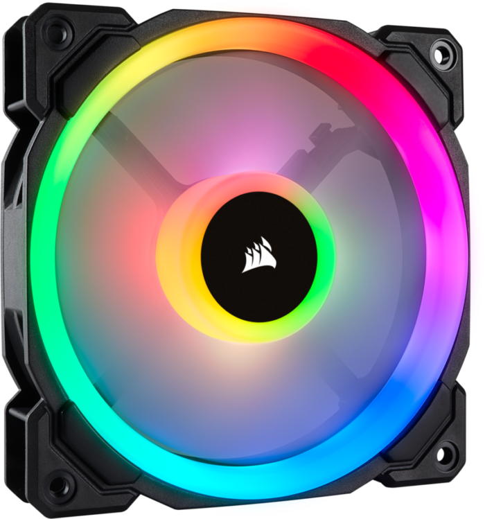 Corsair LL120 RGB LED 120mm PWM Black Angled Fan View