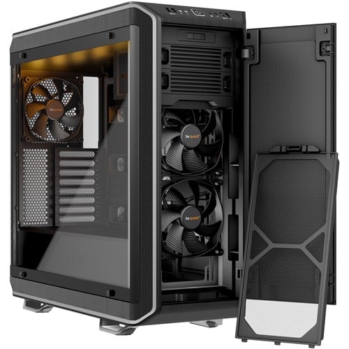 Be Quiet! Dark Base Pro 900 Rev2 Silver Trim Angled Front Fans View
