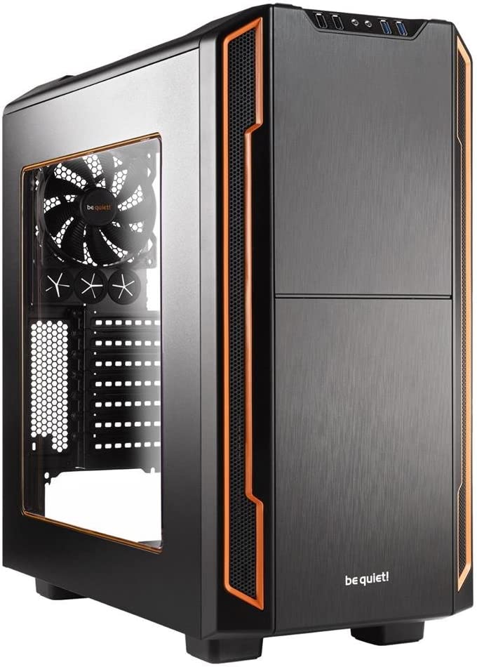 Be Quiet! Silent Base 600 Window Orange Trim Angled Front View