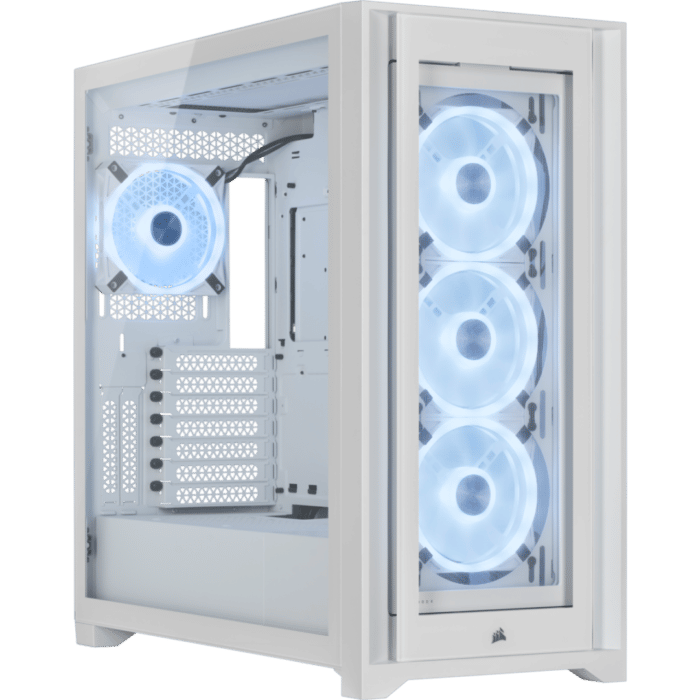 Corsair iCUE 5000X RGB QL Edition True White Angled Front View