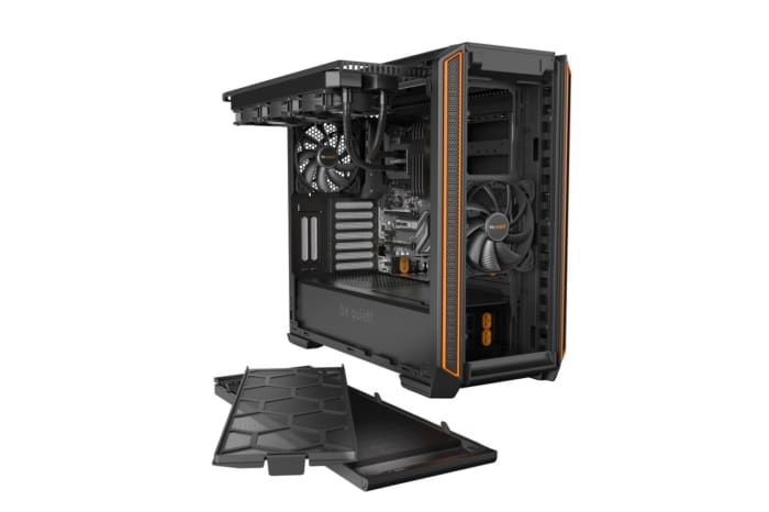 Be Quiet! Silent Base 601 Orange Trim Angled Front View