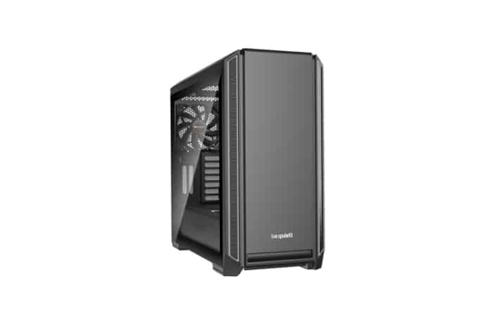Be Quiet! Silent Base 601 Window Silver Trim Angled Front View