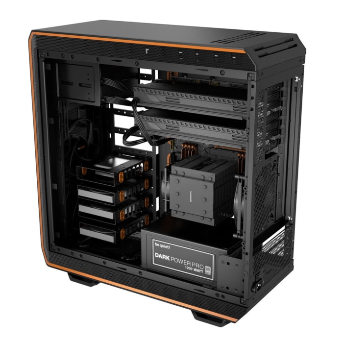 Be Quiet! Dark Base 900 Orange Trim Angled Side View