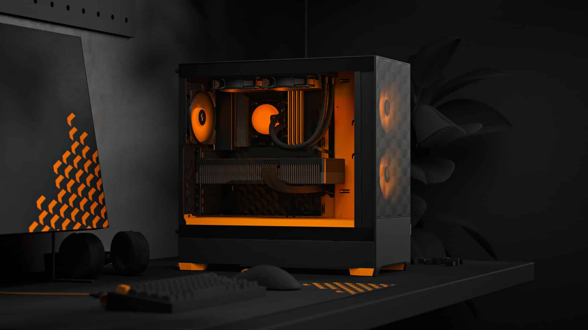 Fractal Design Pop Air RGB Orange Core TG Cover View