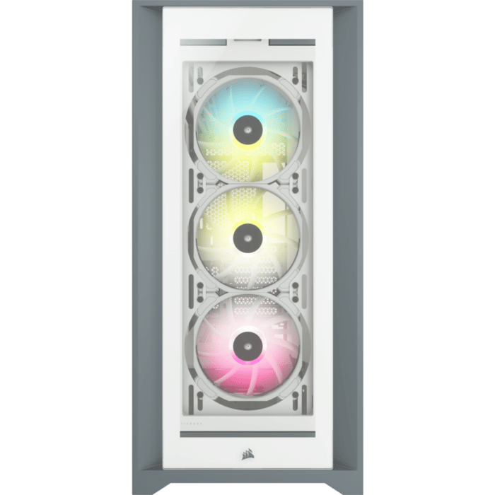 Corsair iCUE 5000X RGB White Angled Front Flat View