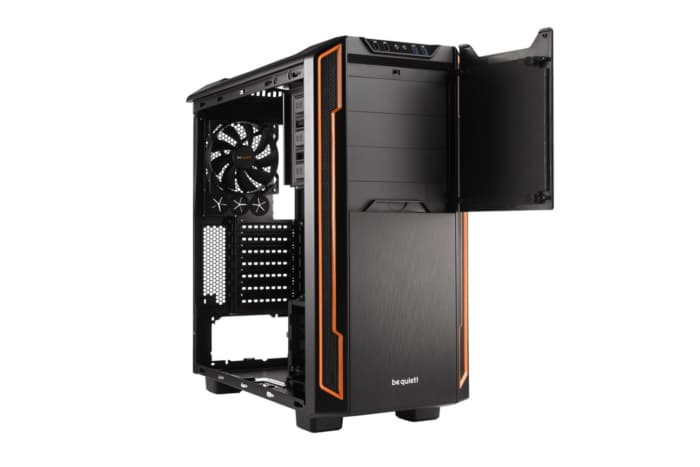Be Quiet! Silent Base 600 Orange Trim Angled Front View