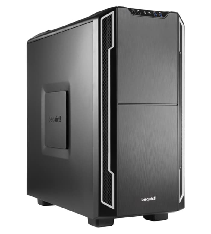 Be Quiet! Silent Base 600 Silver Trim Angled Front View