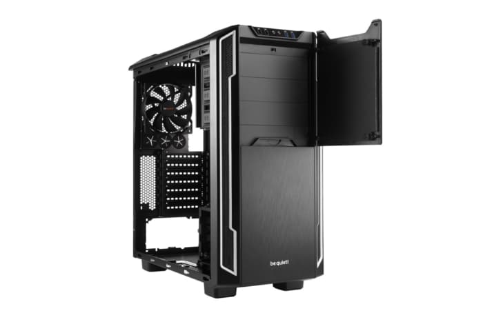 Be Quiet! Silent Base 600 Silver Trim Angled Front View