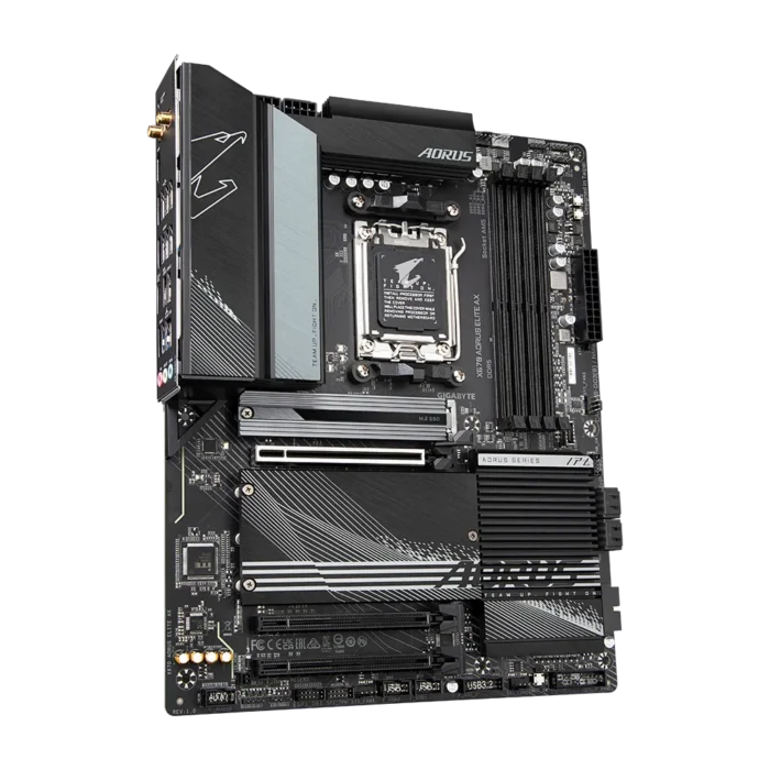 GIGABYTE X670 AORUS ELITE AX Angled Front View