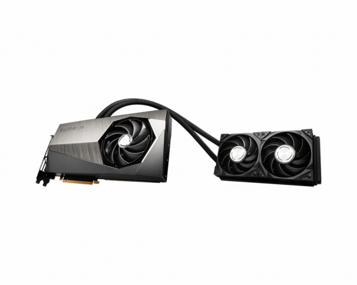 MSI NVIDIA GeForce RTX 4090 SUPRIM LIQUID X 24GB GDDR6X Angled Front View