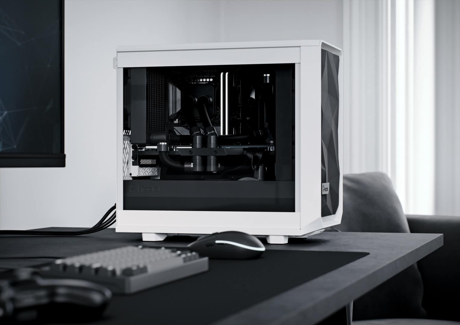 Fractal Design Meshify 2 Nano White TG Cover View