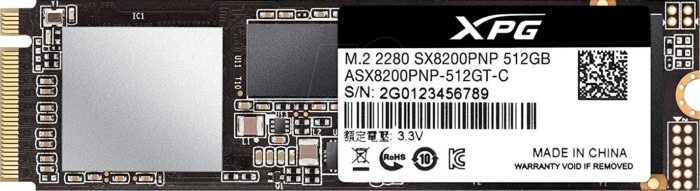 ADATA XPG SX8200 PRO 512GB Flat Rear View