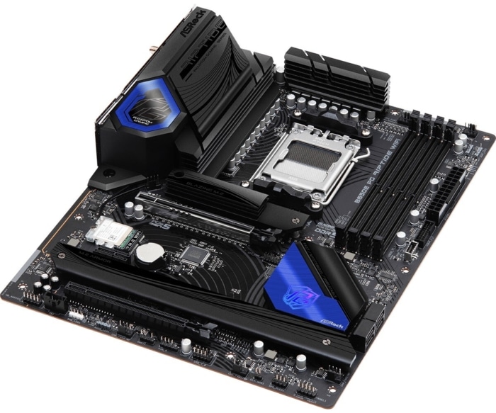 ASRock B650E PG Riptide WiFi Angled Front View