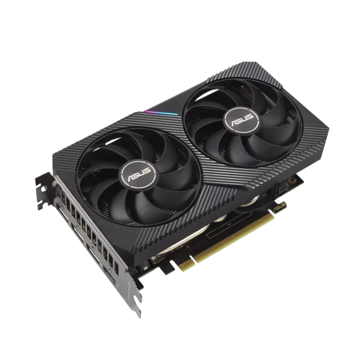 ASUS Dual NVIDIA GeForce RTX 3060 OC Angled Front View
