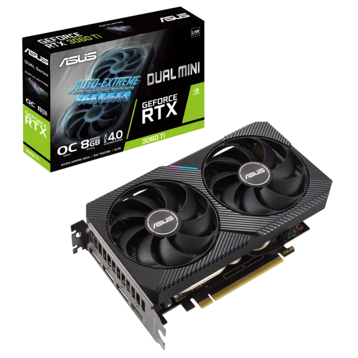 ASUS DUAL NVIDIA GeForce RTX 3060 Ti V2 MINI OC Box View