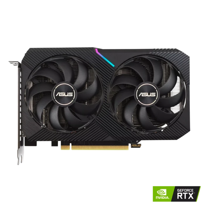 ASUS DUAL NVIDIA GeForce RTX 3060 Ti V2 MINI OC Flat Front View