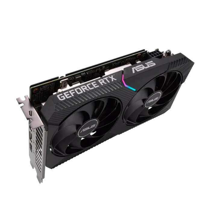 ASUS Dual NVIDIA GeForce RTX 3050 OC Angled Side View