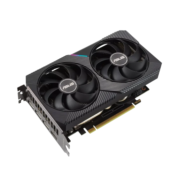 ASUS Dual NVIDIA GeForce RTX 3050 OC Angled Side View