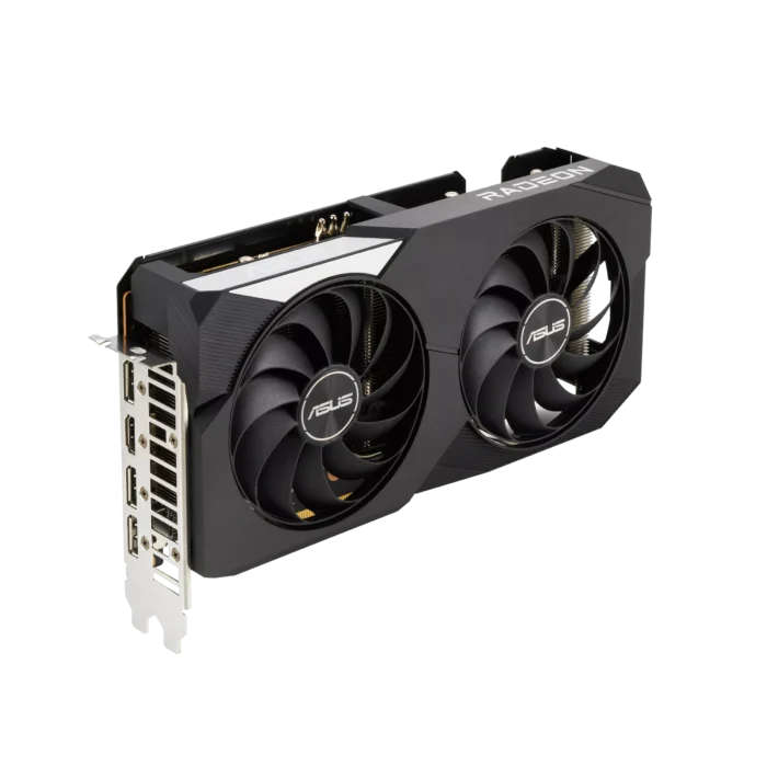 ASUS Dual AMD Radeon RX 6600 XT OC Angled Front View