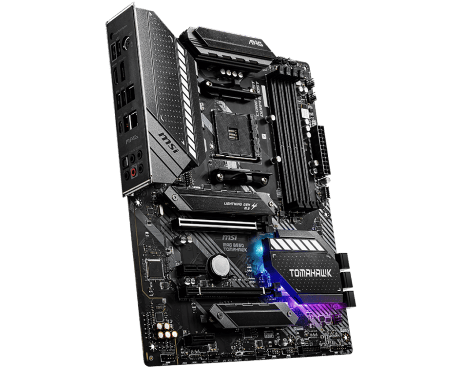 MSI MAG B550 TOMAHAWK Angled Front View