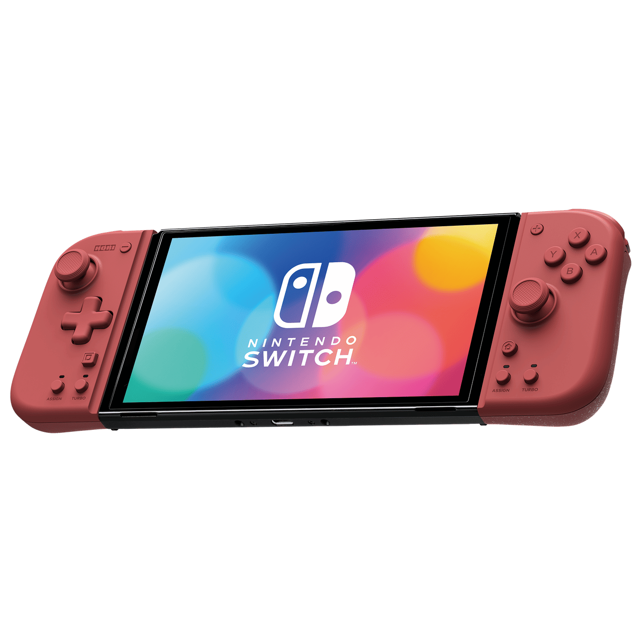 Nintendo Switch HORI Split Pad Compact Controller - Apricot Red Angled Front View