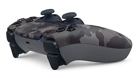 Sony PS5 DualSense Grey Camo Angled Side View
