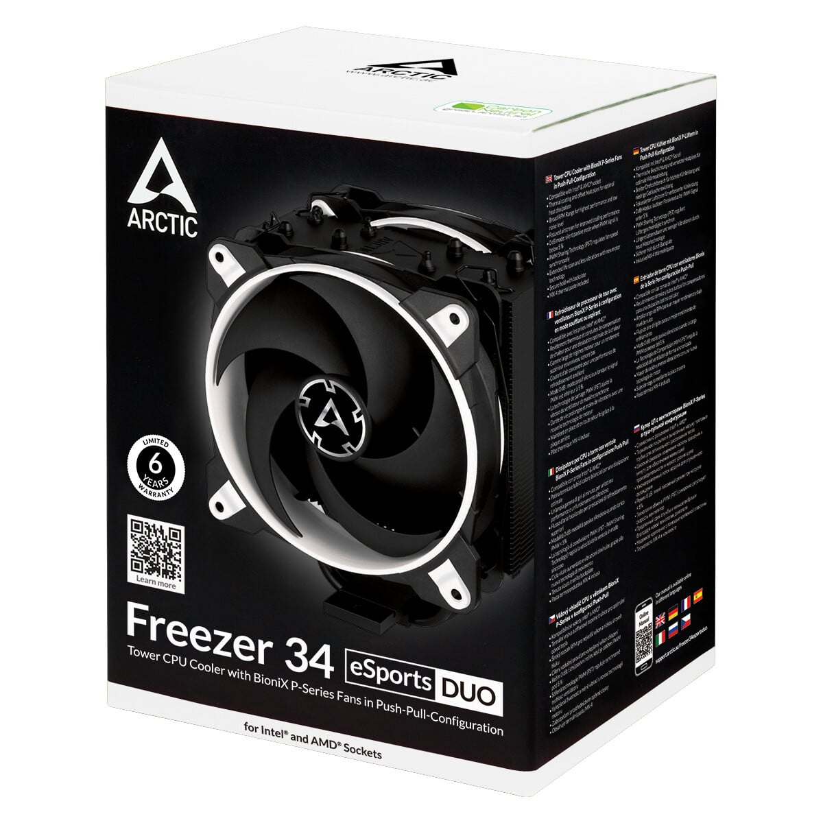 Arctic Freezer 34 eSports DUO Black & White Heatsink & Fan, Intel & AMD Sockets CPU Cooler
