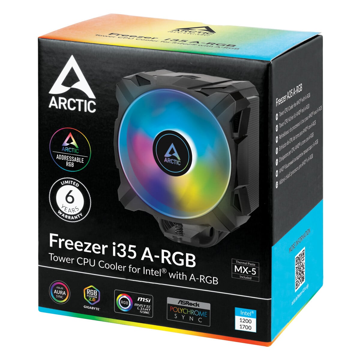 Arctic Freezer i35 A-RGB Heatsink & Fan, Intel 115x, 1200, 1700 Sockets CPU Cooler