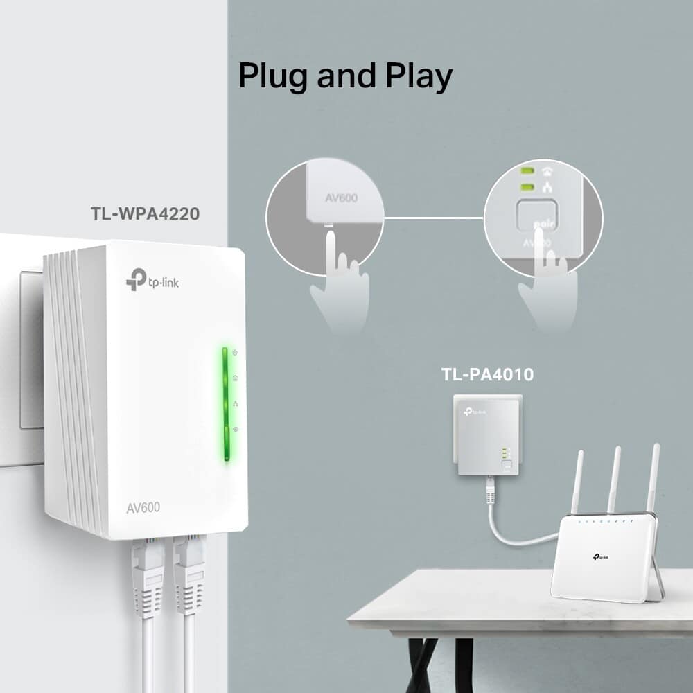 TP-LINK TL-WPA4220 KIT 300Mbps AV600 Wireless N Powerline Adapter Kit