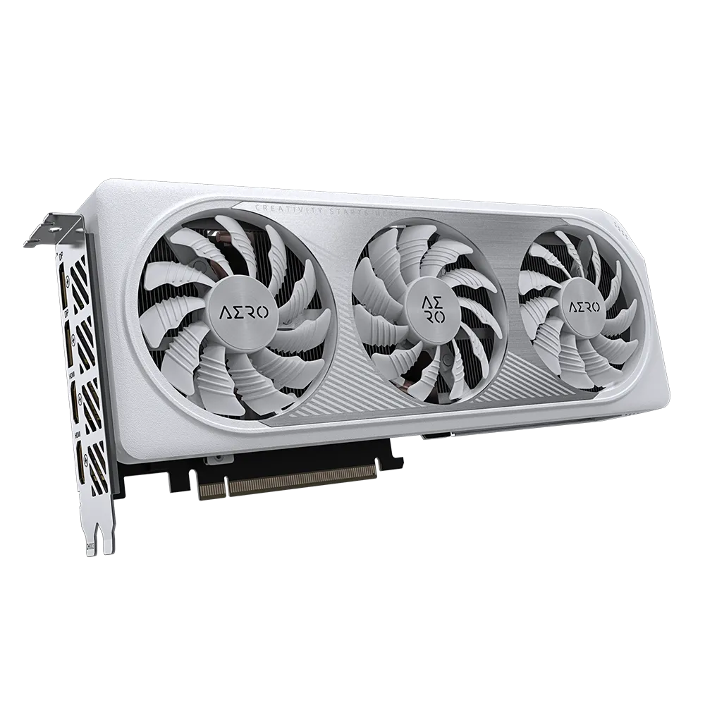Gigabyte RTX 4060 Ti AERO OC 8GB Angled Fan View