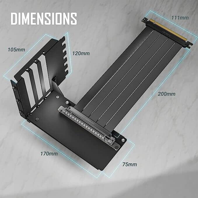About the Antec 200mm PCIe 4.0 Riser Black Cable Top View