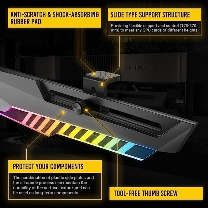 Antec Dagger ARGB Five-Hole Black Graphics Card Support Bracket Slide Type Support