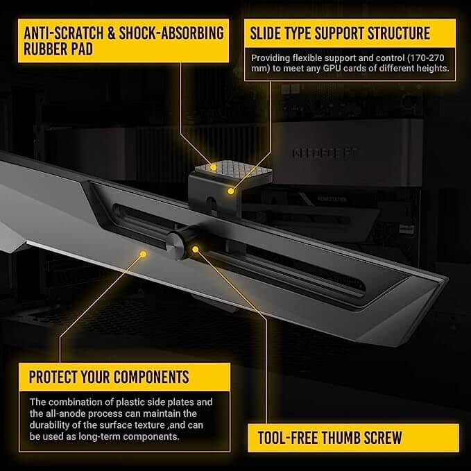 Antec Dagger Five-Hole Black Graphics Card Support Bracket Slide Type