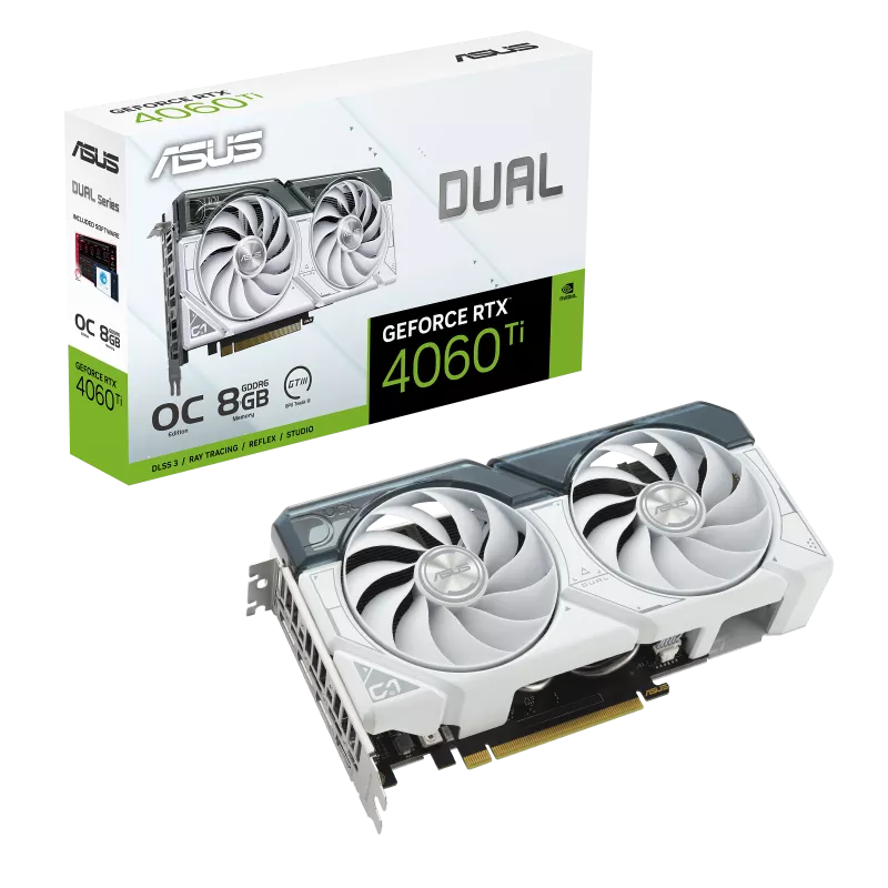 ASUS Dual NVIDIA GeForce RTX 4060 Ti White OC Edition Box View