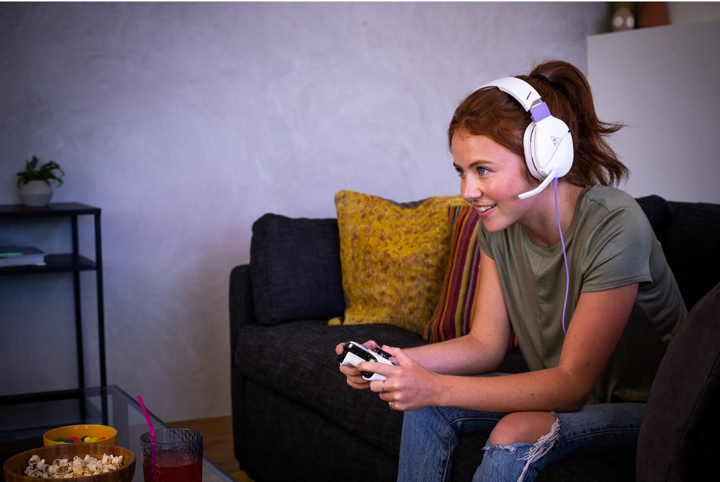 Turtle Beach Recon Spark Purple White Lifestyle Image