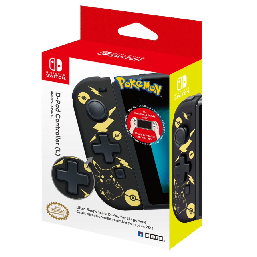 HORI D-Pad Controller (L) for Nintendo Switch - Pokémon: Pikachu Black & Gold
