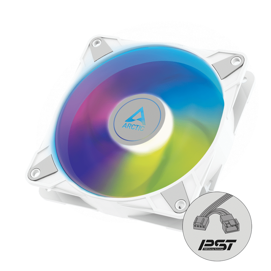 Arctic P12 120mm Pressure Optimised PWM PST ARGB Case Fan - White