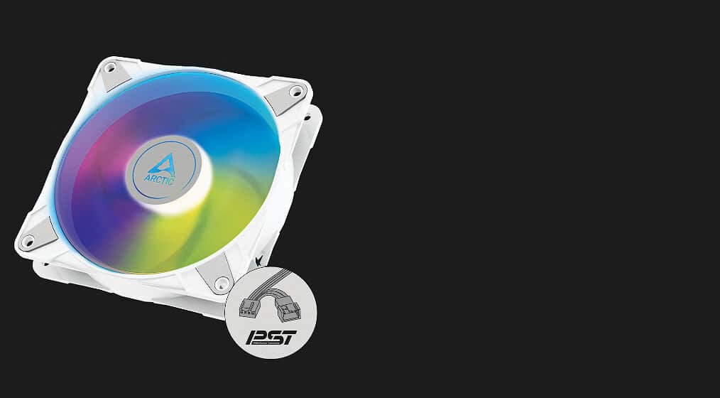 Arctic P12 120mm Pressure Optimised PWM PST ARGB Case Fan - White