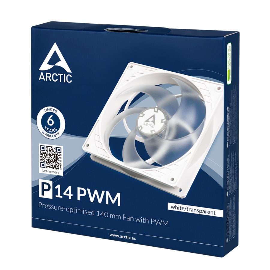 Arctic P14 PWM 140mm Pressure Optimised PWM White/Transparent Case Fan