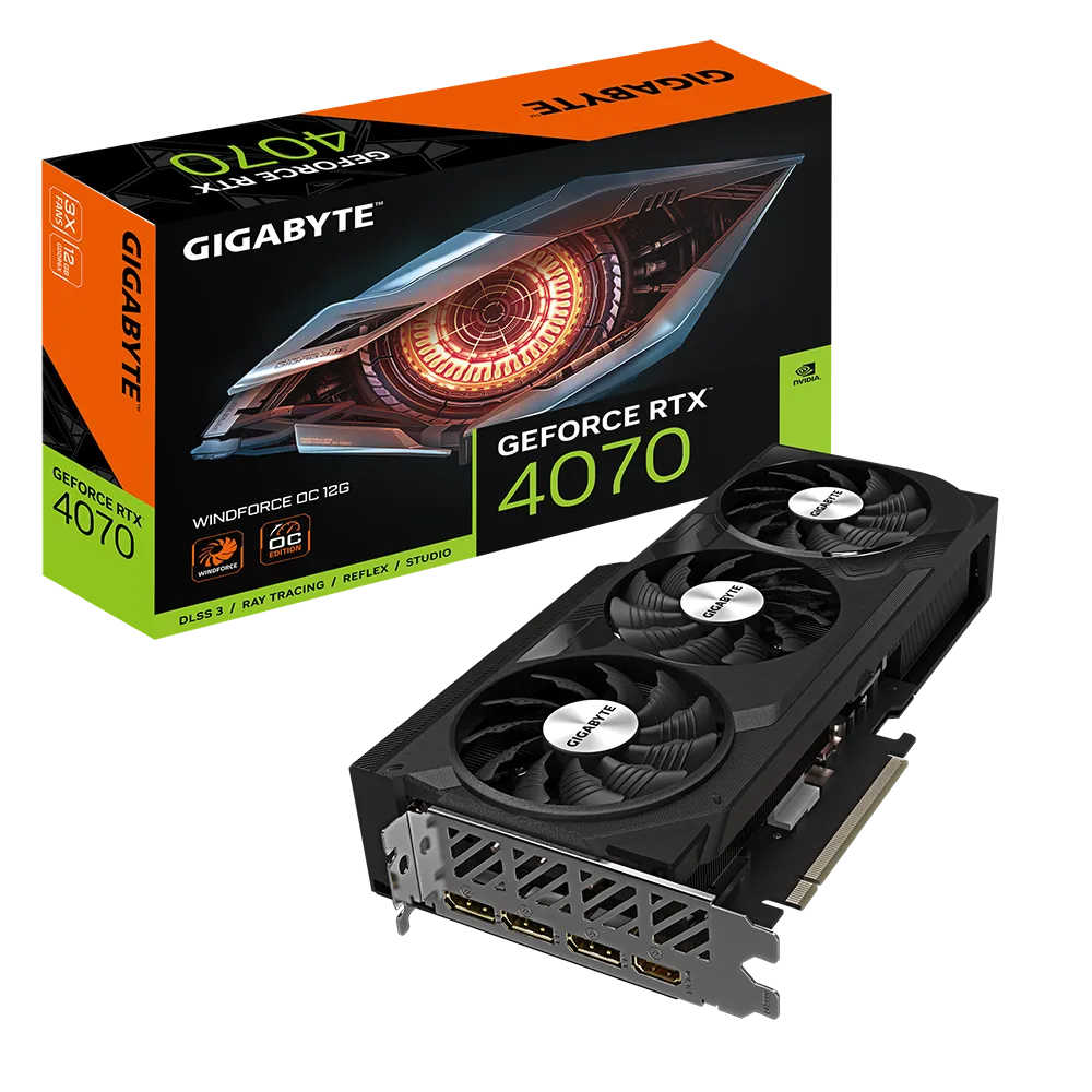 Gigabyte NVIDIA GeForce RTX 4070 WINDFORCE OC 12G GDDR6X Graphics Card