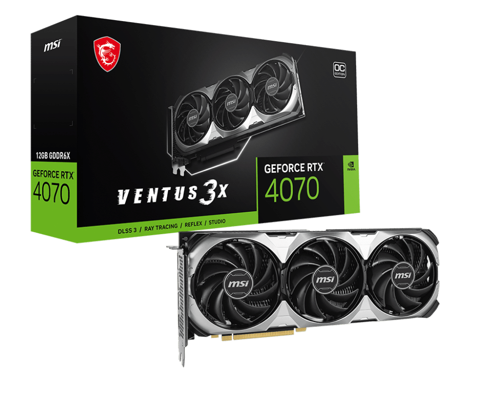 MSI NVIDIA GeForce RTX 4070 VENTUS 3X E OC 12G GDDR6X Graphics Card