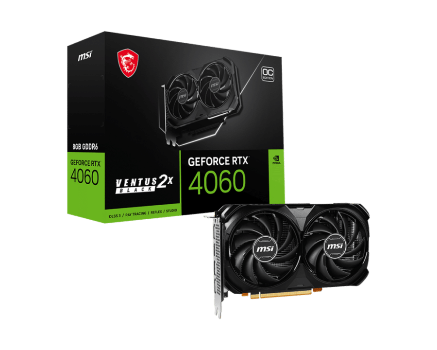 MSI NVIDIA GeForce RTX 4060 VENTUS 2X Black OC 8GB GDDR6 Graphics Card