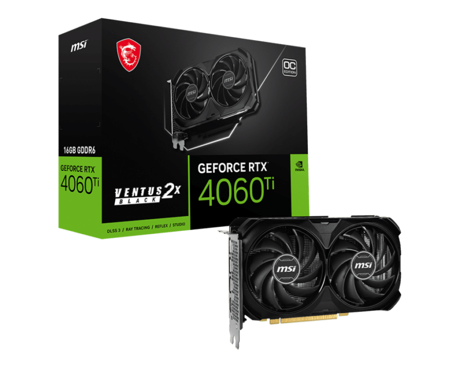 MSI NVIDIA GeForce RTX 4060 Ti VENTUS 2X Black OC 16GB GDDR6 Graphics Card