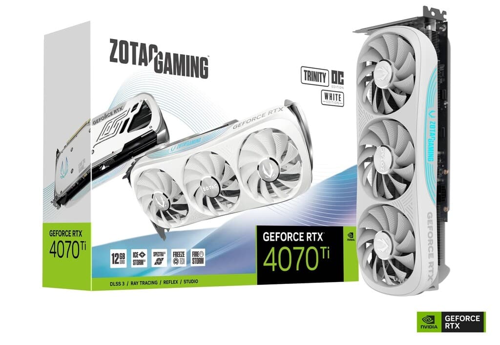 Zotac NVIDIA GeForce RTX 4070 Ti Trinity OC White Edition 12GB GDDR6X Graphics Card