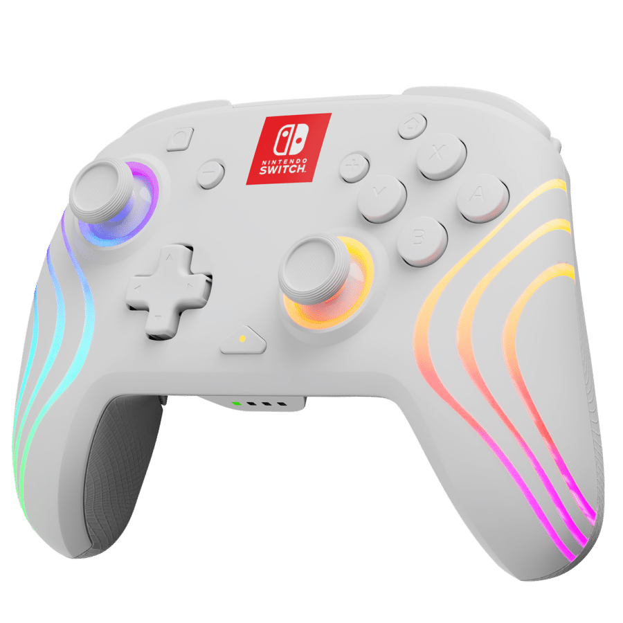 PDP Afterglow Wave Nintendo Switch Wireless Controller Angled Front View