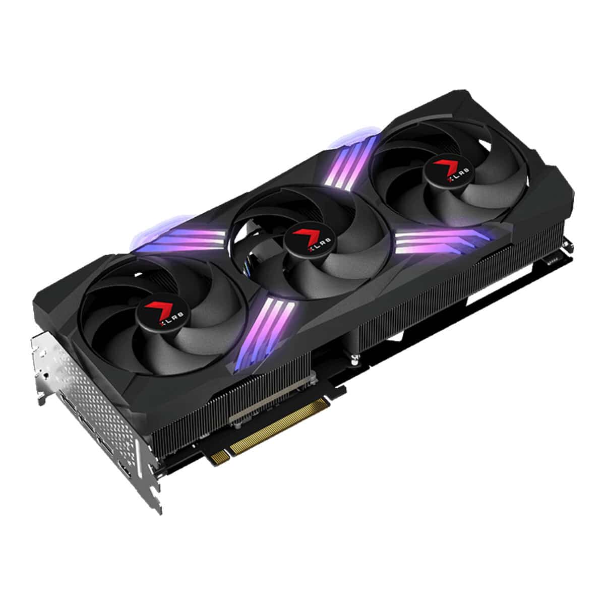 PNY GeForce RTX 4070 Ti 12GB XLR8 Gaming VERTO EPIC-X RGB Triple Fan DLSS 3 Graphic Card Flat Angled View